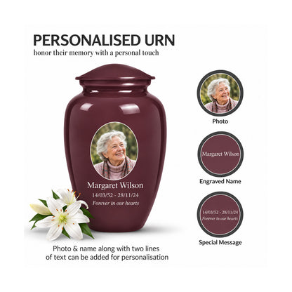 Custom Cremation Urn – Classic Burgundy Urn for Human Ashes