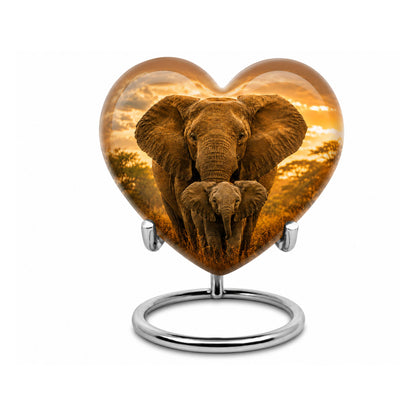 Baby Calf & Mother Elephant Cremation Urn For Ashes