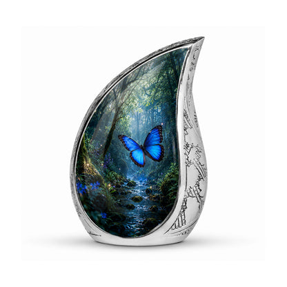 Blue Butterfly Cremation Urn for Ashes