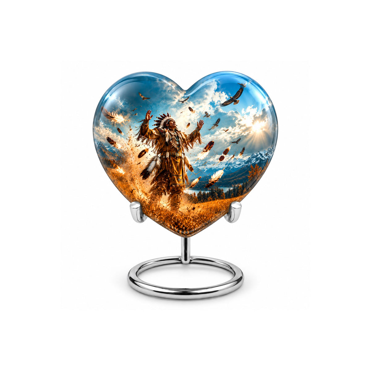 American Chief Eagle Feathers Cremation Urn for Ashes