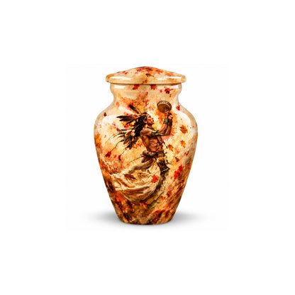 Native American Dancer Autumn Leaves Cremation Urn