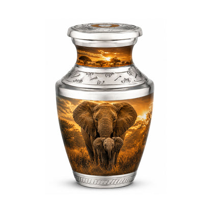 Baby Calf & Mother Elephant Cremation Urn For Ashes