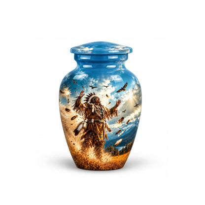 American Chief Eagle Feathers Cremation Urn for Ashes