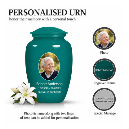 Custom Cremation Urn – Classic Teal Urn for Human Ashes