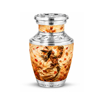 Native American Dancer Autumn Leaves Cremation Urn