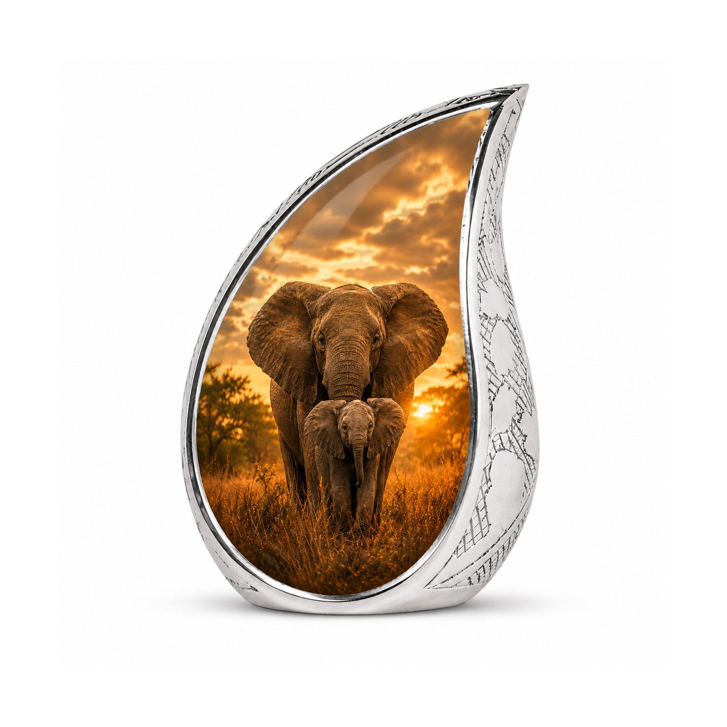 Baby Calf & Mother Elephant Cremation Urn For Ashes