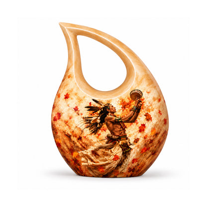 Native American Dancer Autumn Leaves Cremation Urn