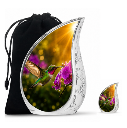 Hummingbird & Orchid Cremation Urn for Ashes