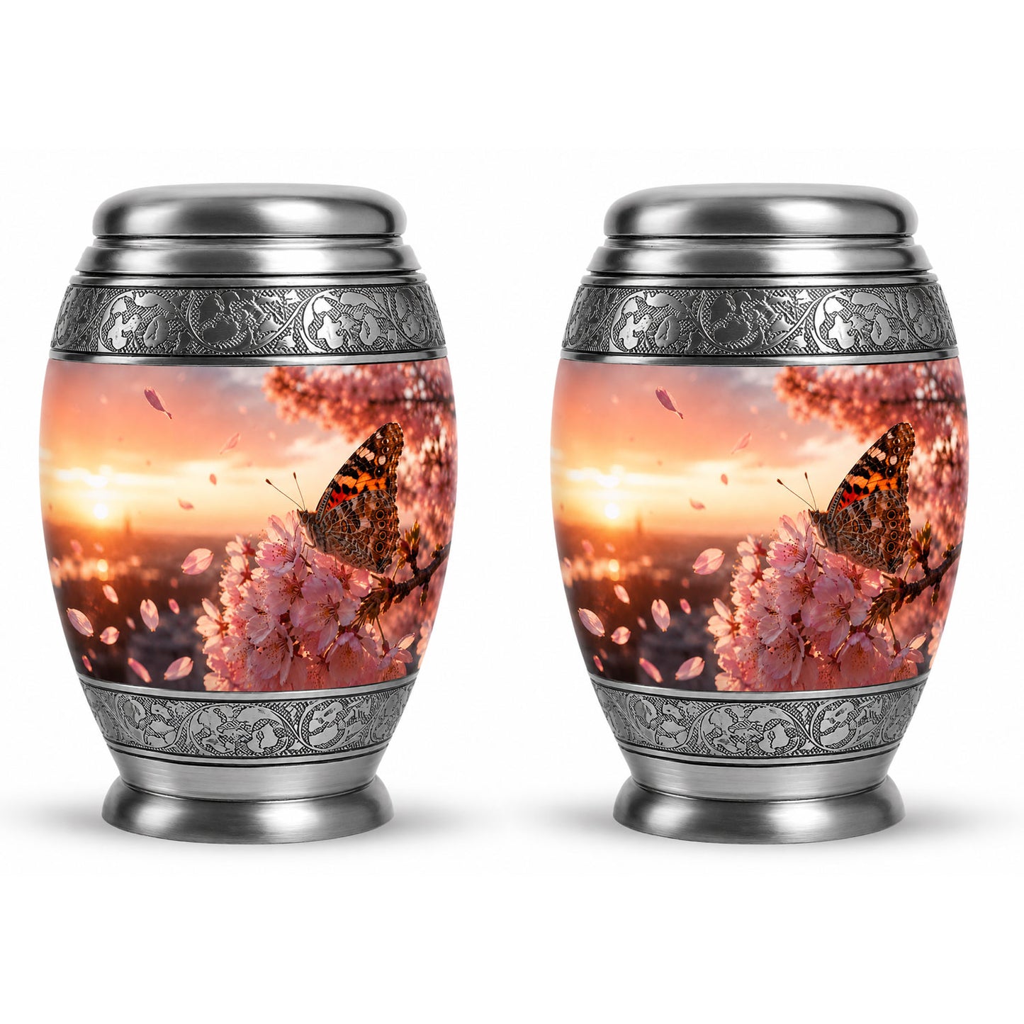 Cherry Blossom Butterfly Cremation Urn for Ashes