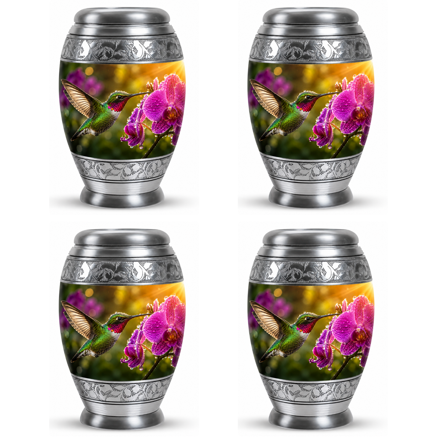 Hummingbird & Orchid Cremation Urn for Ashes