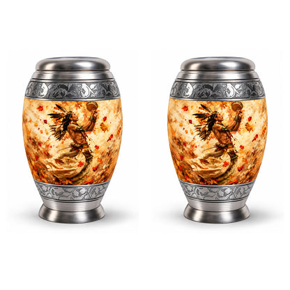 Native American Dancer Autumn Leaves Cremation Urn
