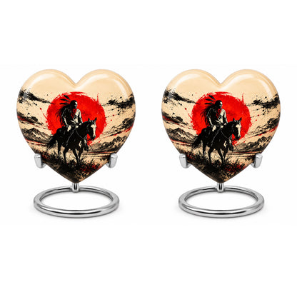 American Horseback Rider Red Sun Cremation Urn for Ashes