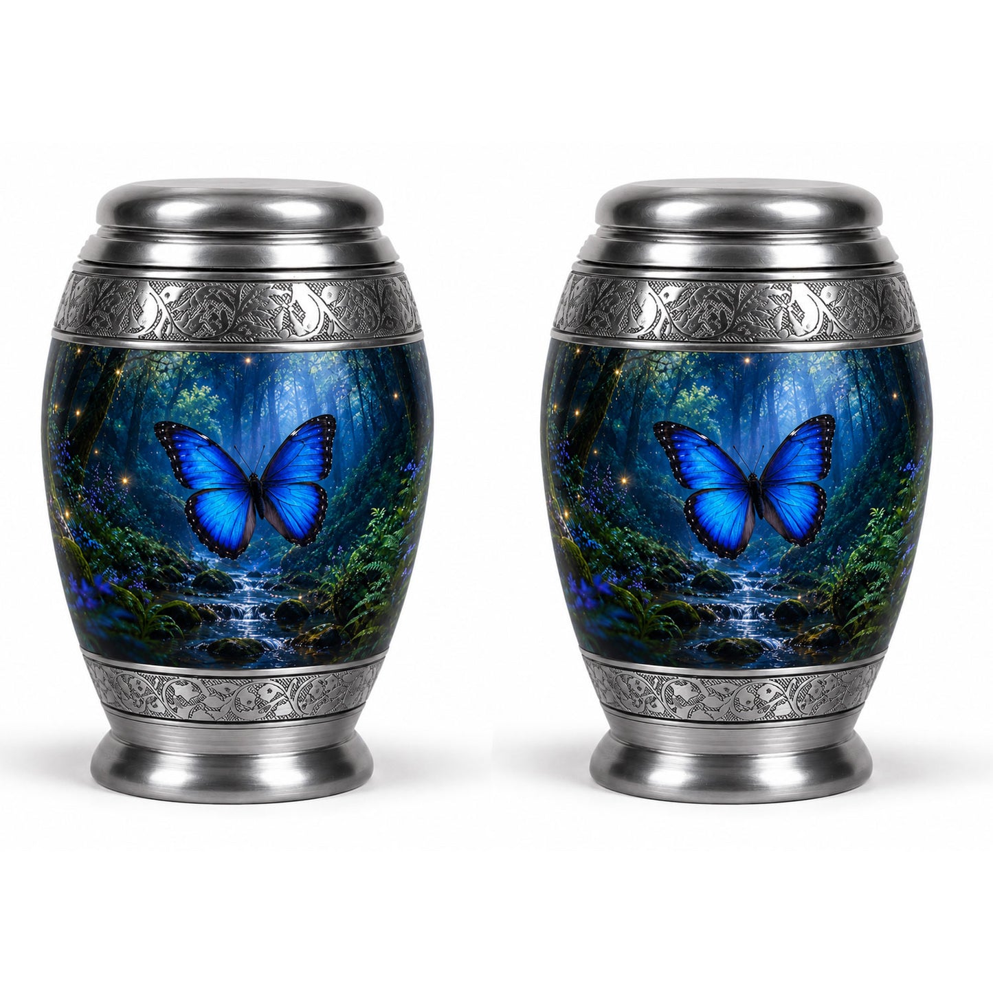 Blue Butterfly Cremation Urn for Ashes