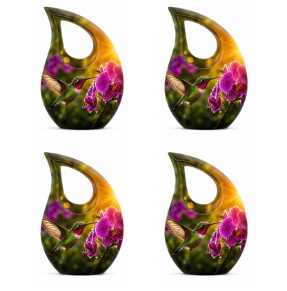 Hummingbird & Orchid Cremation Urn for Ashes