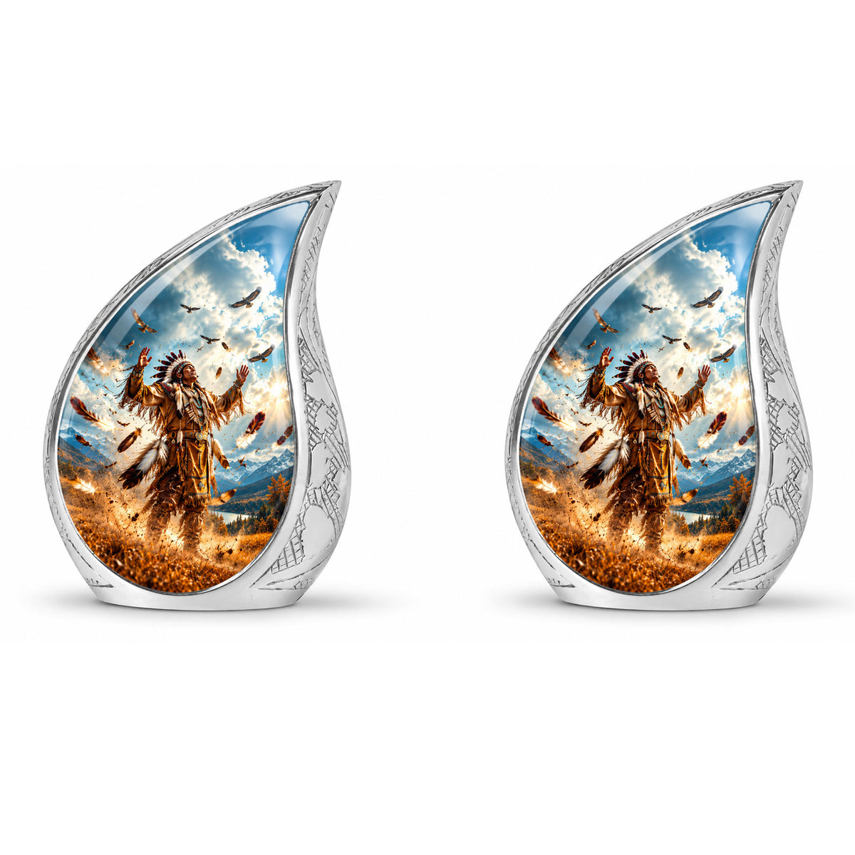 American Chief Eagle Feathers Cremation Urn for Ashes