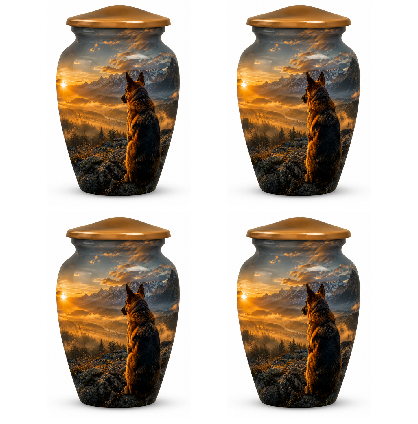 Mountain Sunset View Wolf Cremation Urn