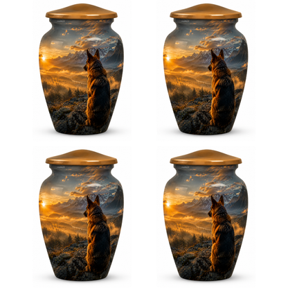 Mountain Sunset View Wolf Cremation Urn