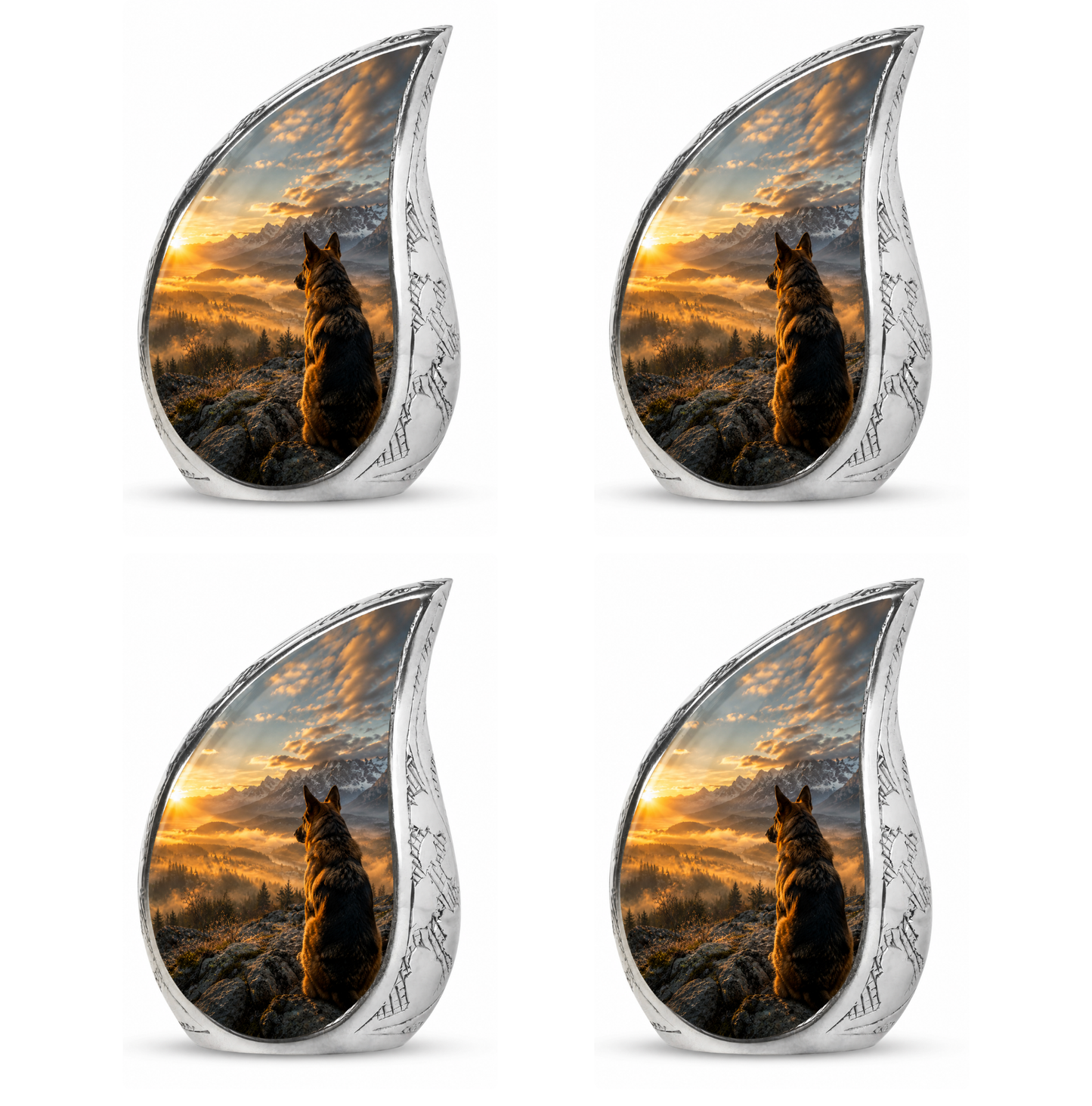 Mountain Sunset View Wolf Cremation Urn