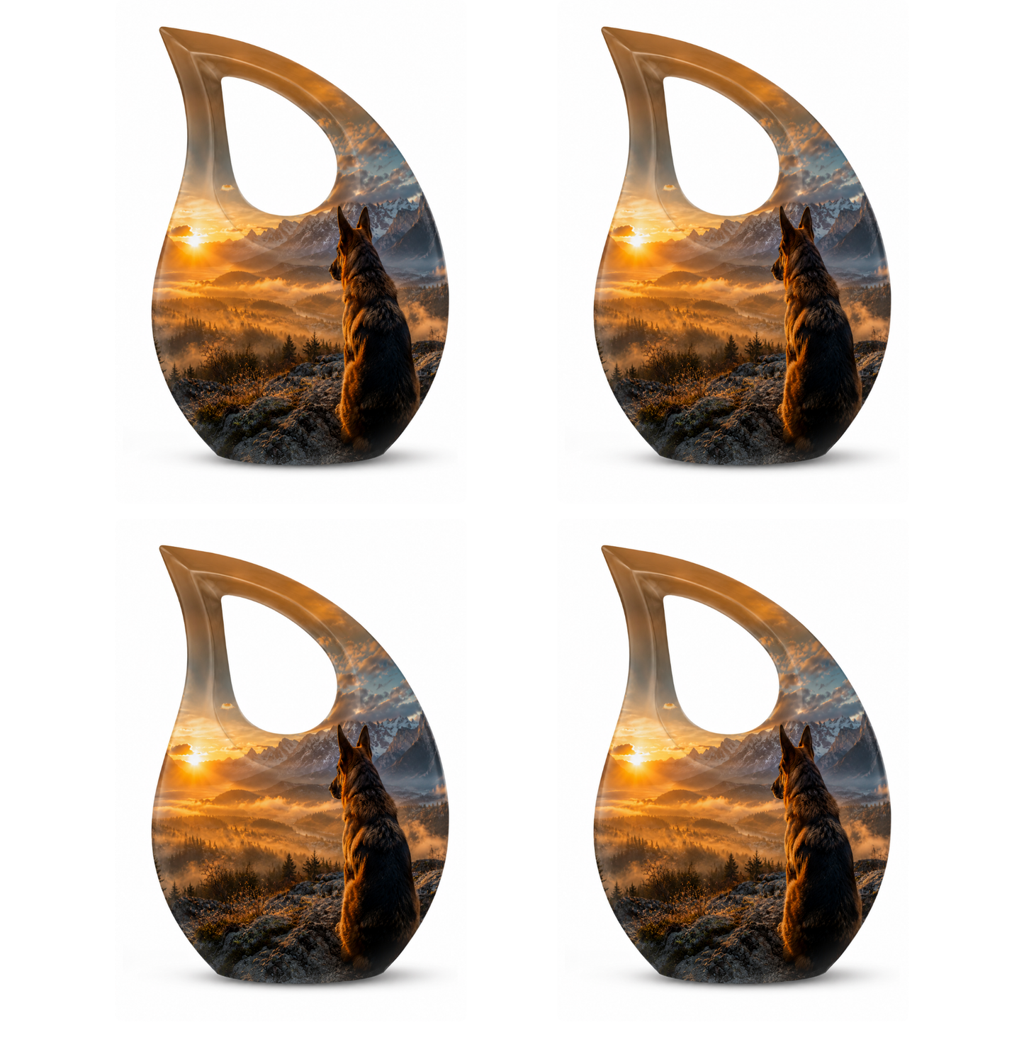 Mountain Sunset View Wolf Cremation Urn