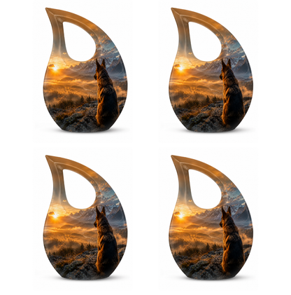 Mountain Sunset View Wolf Cremation Urn