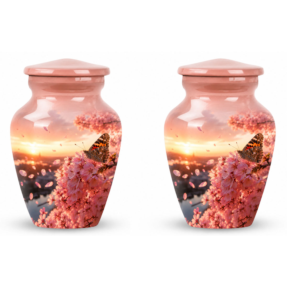Cherry Blossom Butterfly Cremation Urn for Ashes