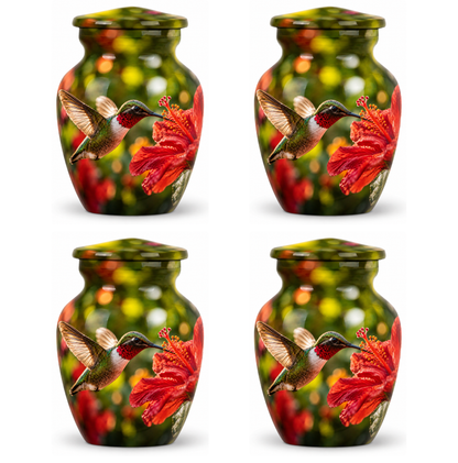 Hibiscus and Hummingbird Cremation Urn for Ashes
