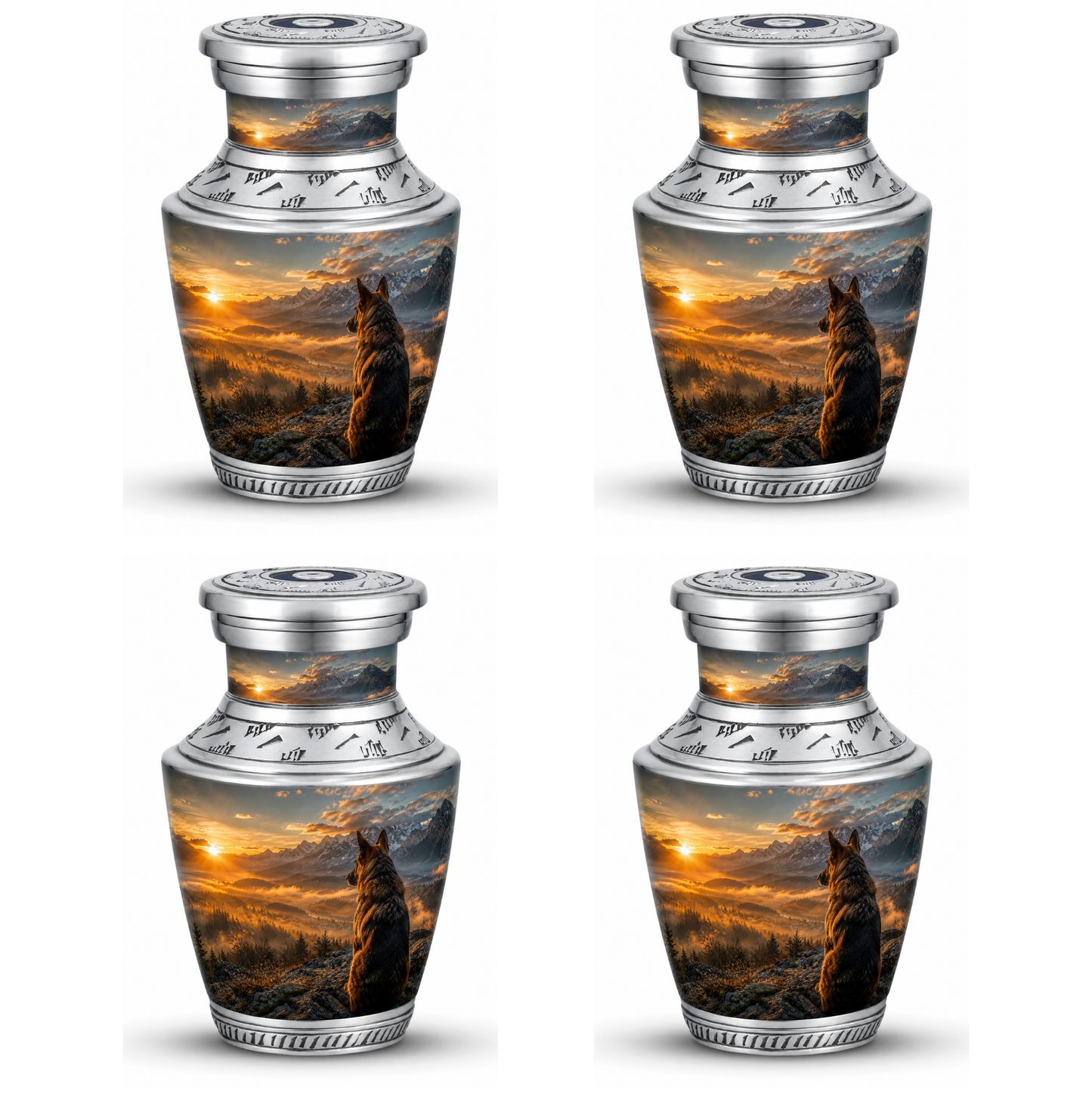 Mountain Sunset View Wolf Cremation Urn