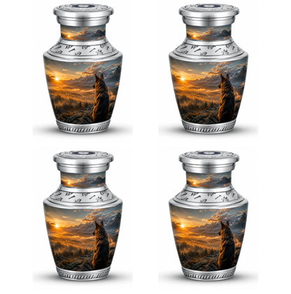 Mountain Sunset View Wolf Cremation Urn