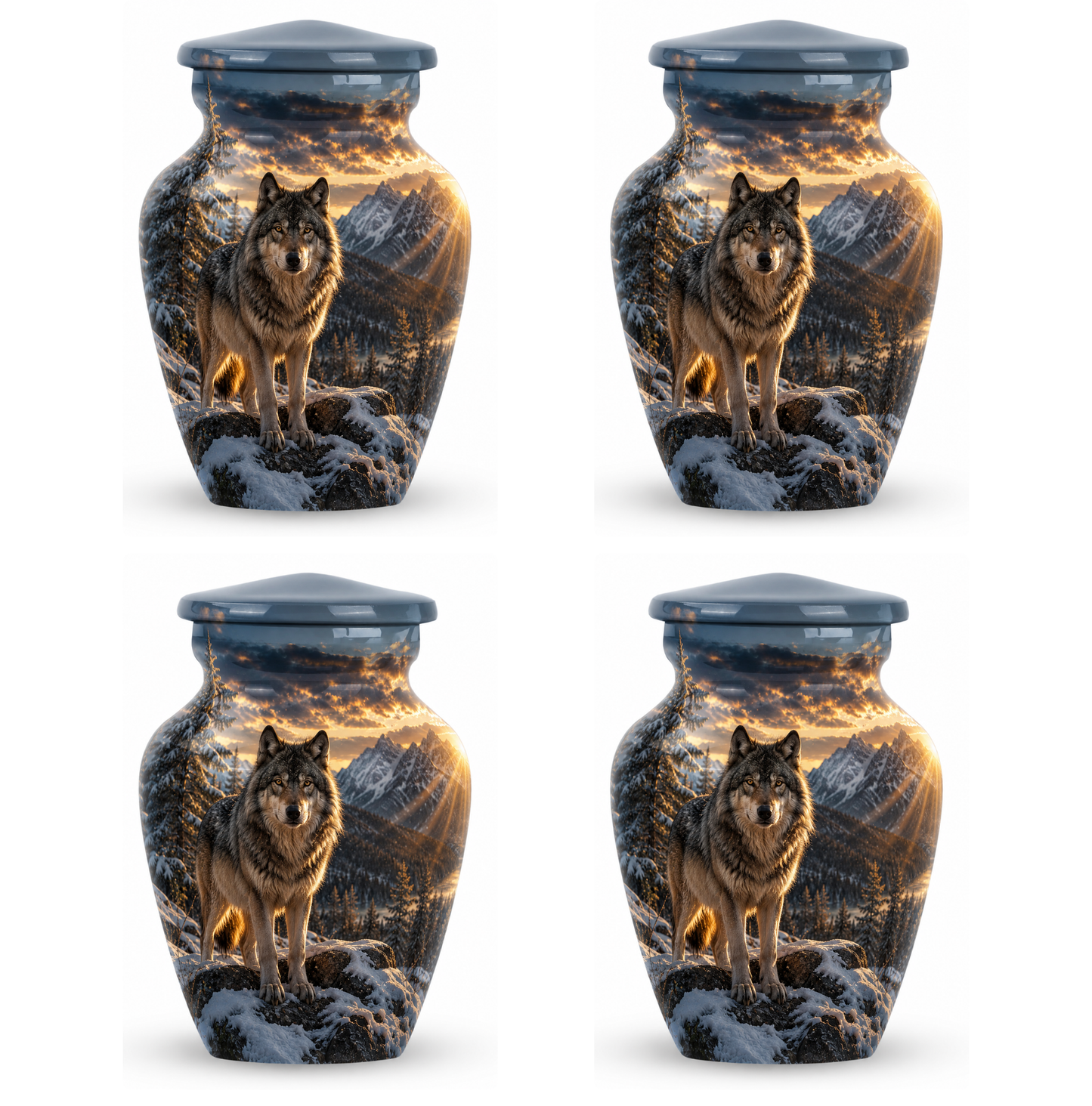 Snow Mountain Wolf Cremation Urn for Human Ashes