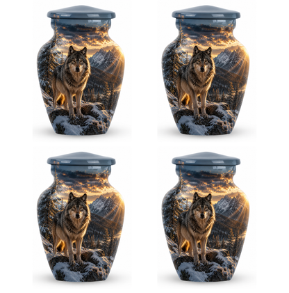 Snow Mountain Wolf Cremation Urn for Human Ashes