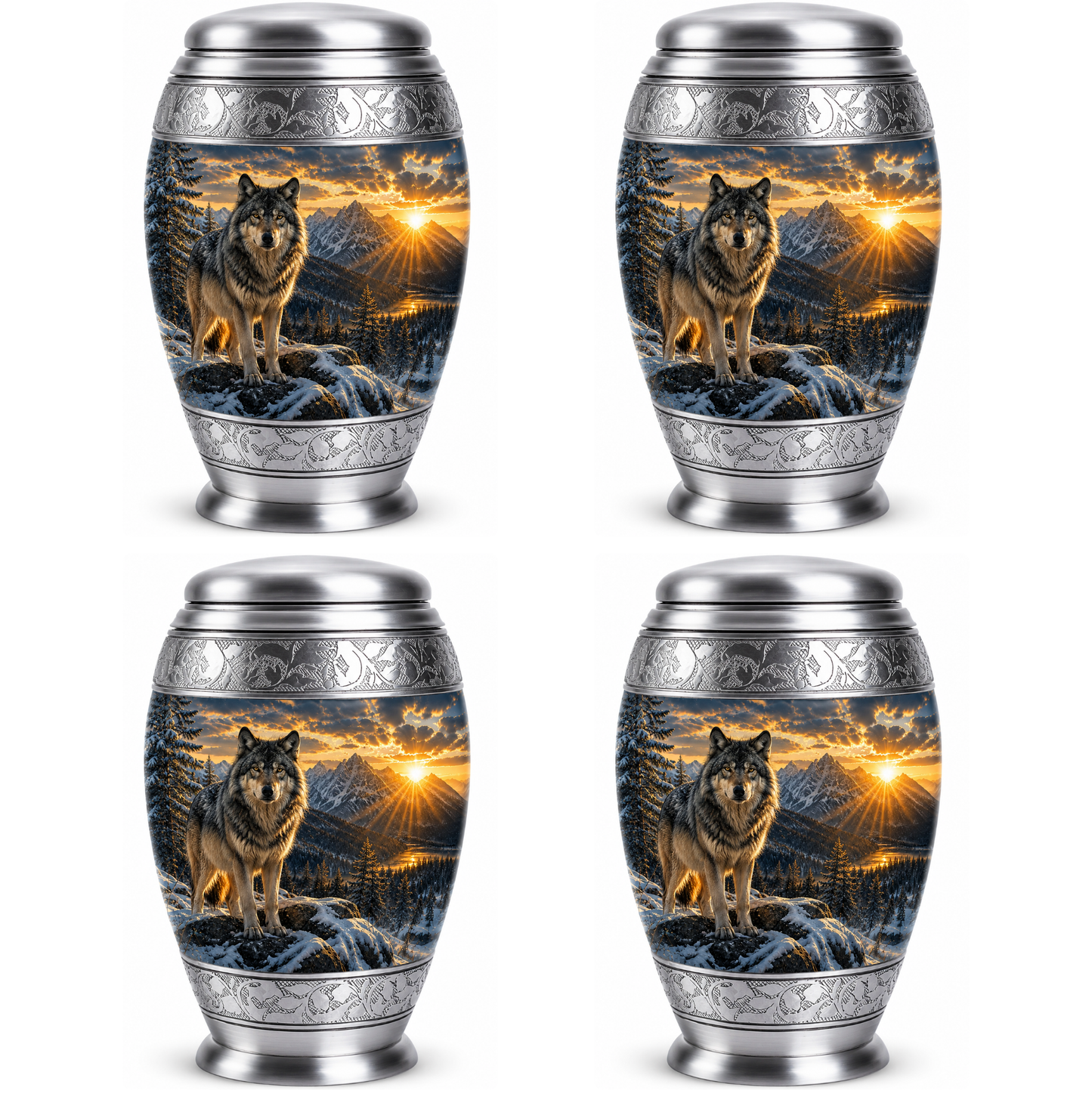 Snow Mountain Wolf Cremation Urn for Human Ashes