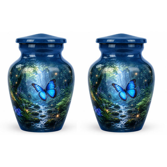 Blue Butterfly Cremation Urn for Ashes
