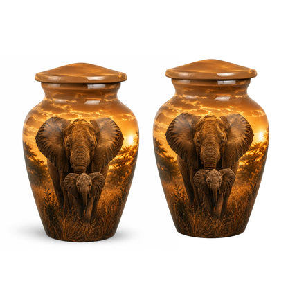 Baby Calf & Mother Elephant Cremation Urn For Ashes