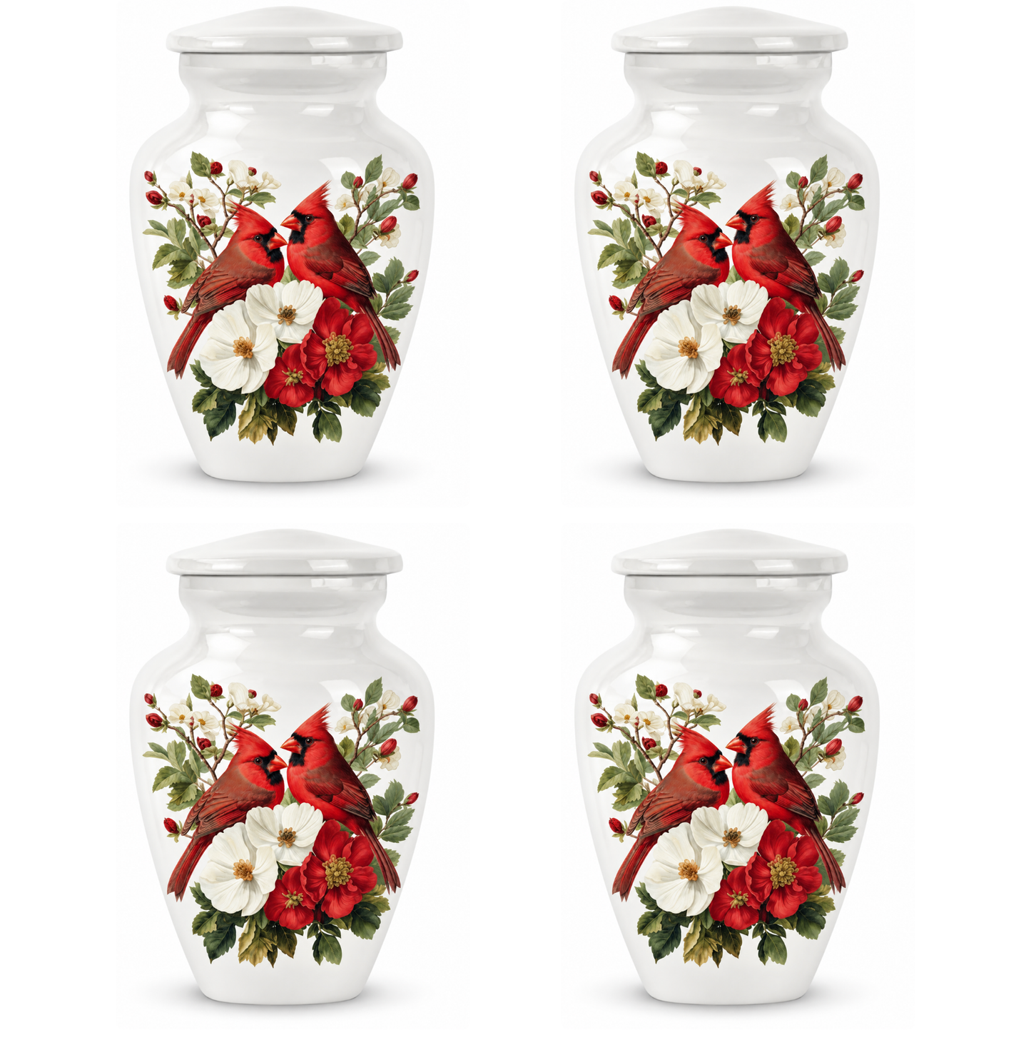 Red Cardinal Couple Urn for Ashes
