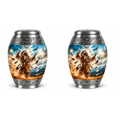 American Chief Eagle Feathers Cremation Urn for Ashes