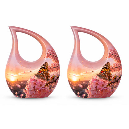 Cherry Blossom Butterfly Cremation Urn for Ashes