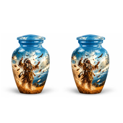 American Chief Eagle Feathers Cremation Urn for Ashes