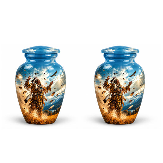 American Chief Eagle Feathers Cremation Urn for Ashes