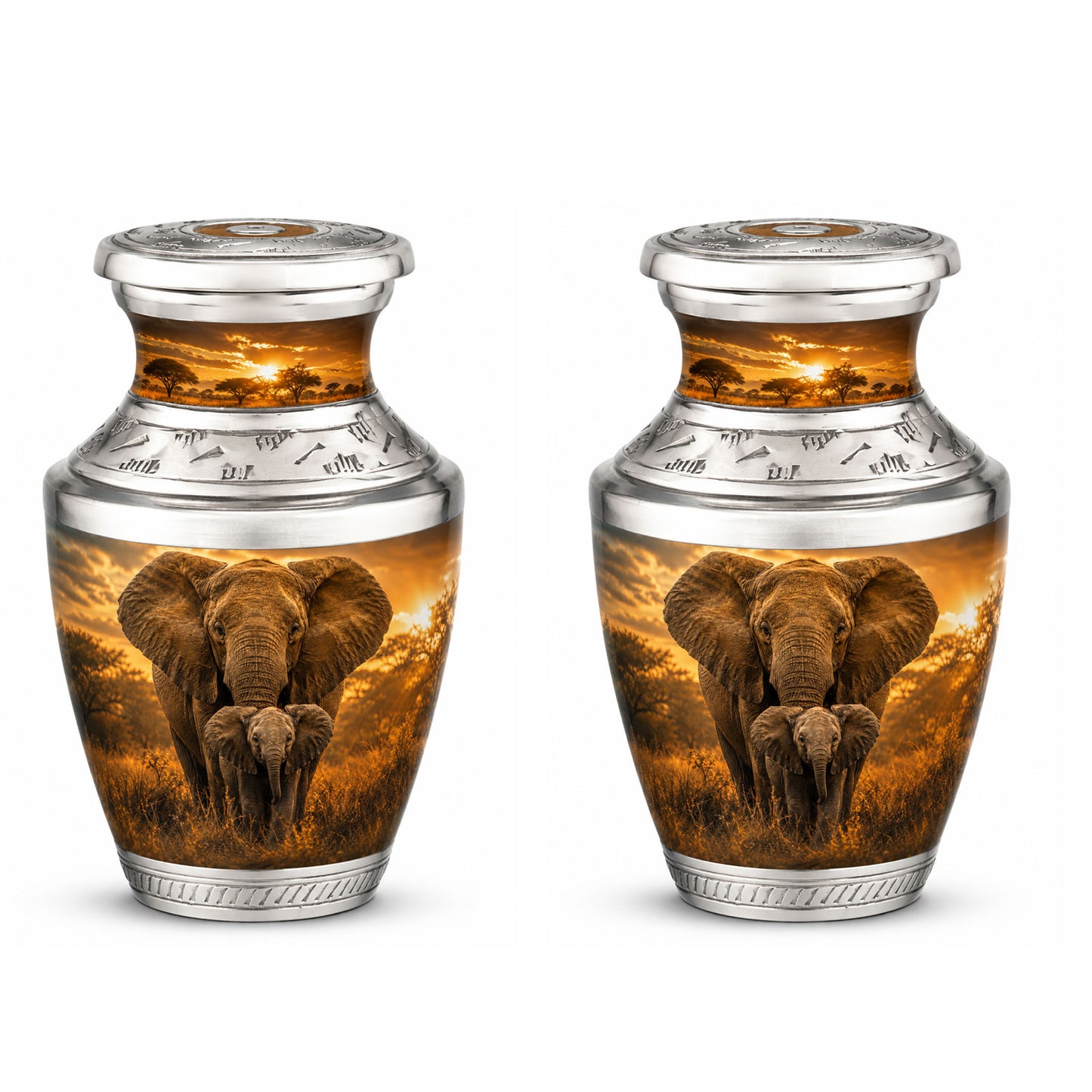 Baby Calf & Mother Elephant Cremation Urn For Ashes