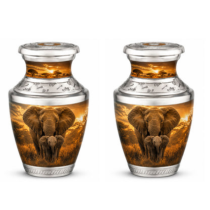 Baby Calf & Mother Elephant Cremation Urn For Ashes