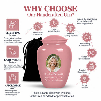 Custom Cremation Urn – Classic Pink Urn for Ashes