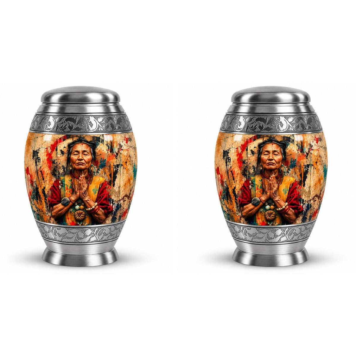 American Elder Women Prayer Cremation Urn for Ashes