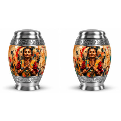 American Elder Women Prayer Cremation Urn for Ashes
