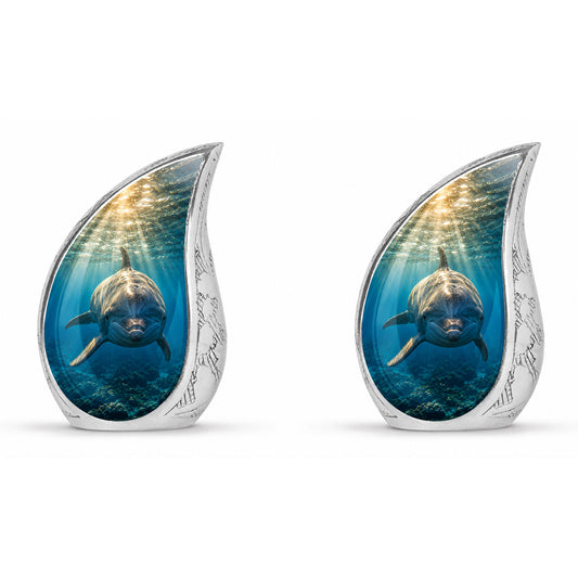 Underwater Dolphin Teardrop Cremation Urn for Ashes