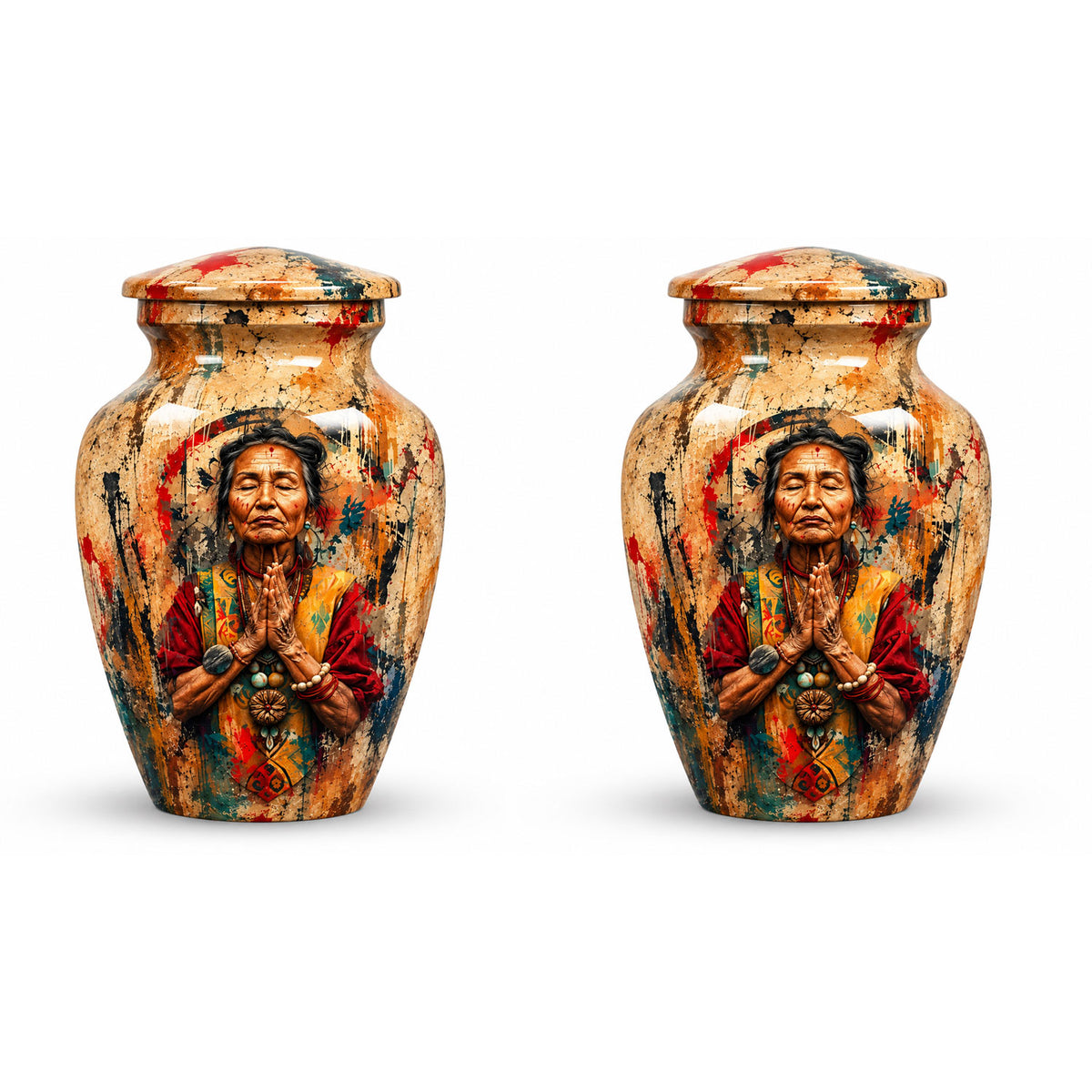 American Elder Women Prayer Cremation Urn for Ashes