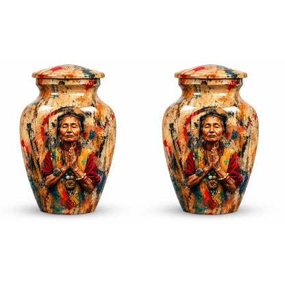 American Elder Women Prayer Cremation Urn for Ashes