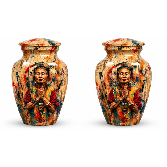 American Elder Women Prayer Cremation Urn for Ashes