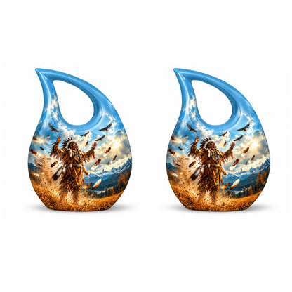 American Chief Eagle Feathers Cremation Urn for Ashes