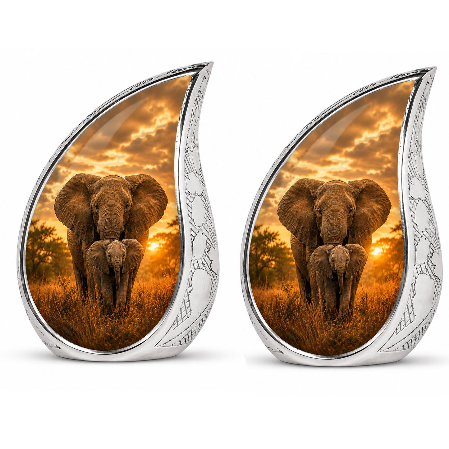 Baby Calf & Mother Elephant Cremation Urn For Ashes