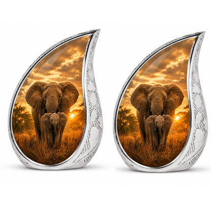 Baby Calf & Mother Elephant Cremation Urn For Ashes